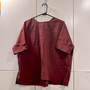 UNIQLO EUC Cotton Poplin Aline Brick Blouse szS